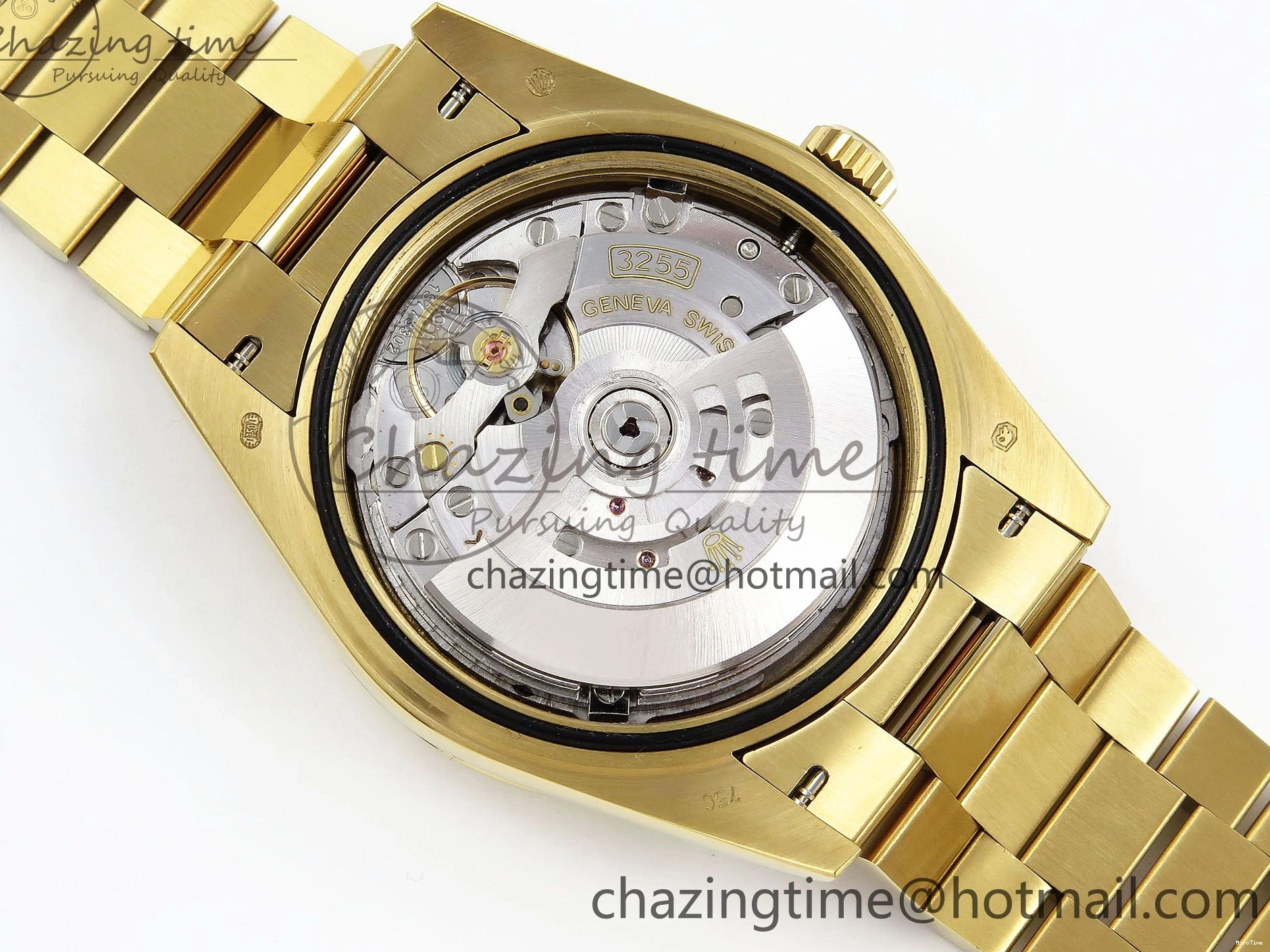 MiroTime 0408 Day Date 40 YG JDF Gain Weight 904L Steel White Roman Dial on President Bracelet VR3255 V Functional 1369